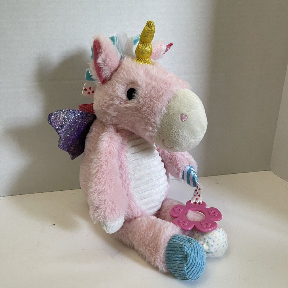 Make Believe Ideas Unicorn Fairy Plush 15" Pink Crinkle Tags Rattle Teether Toy